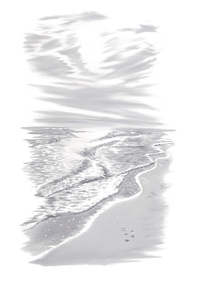 Tranquil Ocean A3 Art Print in Wooden Poster Hanger